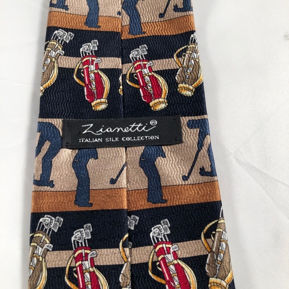 Zianetti Italian Silk Neck Tie Golfers Golf Bags - Picture 2 of 4